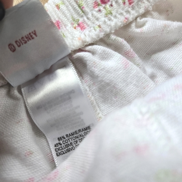 Vintage Y2K Disney white/pink dainty floral wide leg cropped pants - Picture 6 of 7